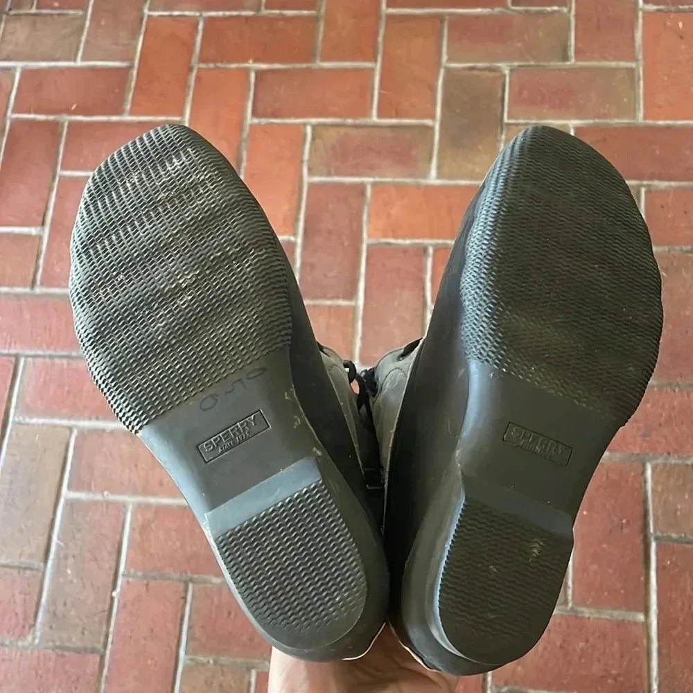 Sperry Saltwater Duck Boots Womens 6.5M‎ Grey Black Leather Waterproof STS81732